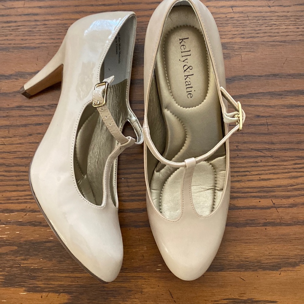 Kelly & Katie Cream Patent Mary Jane Pumps